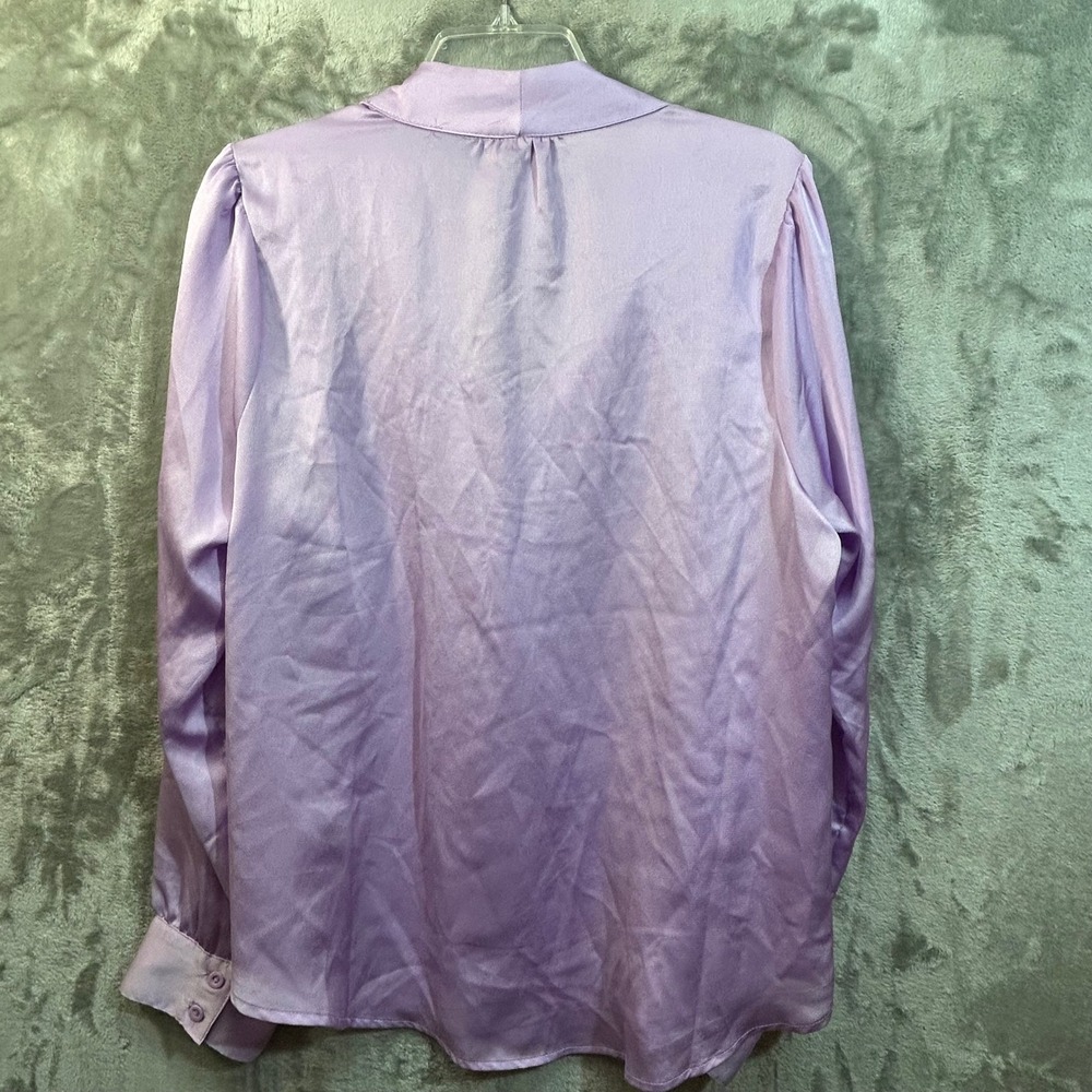 Torrid Lilac Purple Satin Tie Neck Long Sleeve Blouse Plus Size 00 Med/Large - Picture 5 of 9
